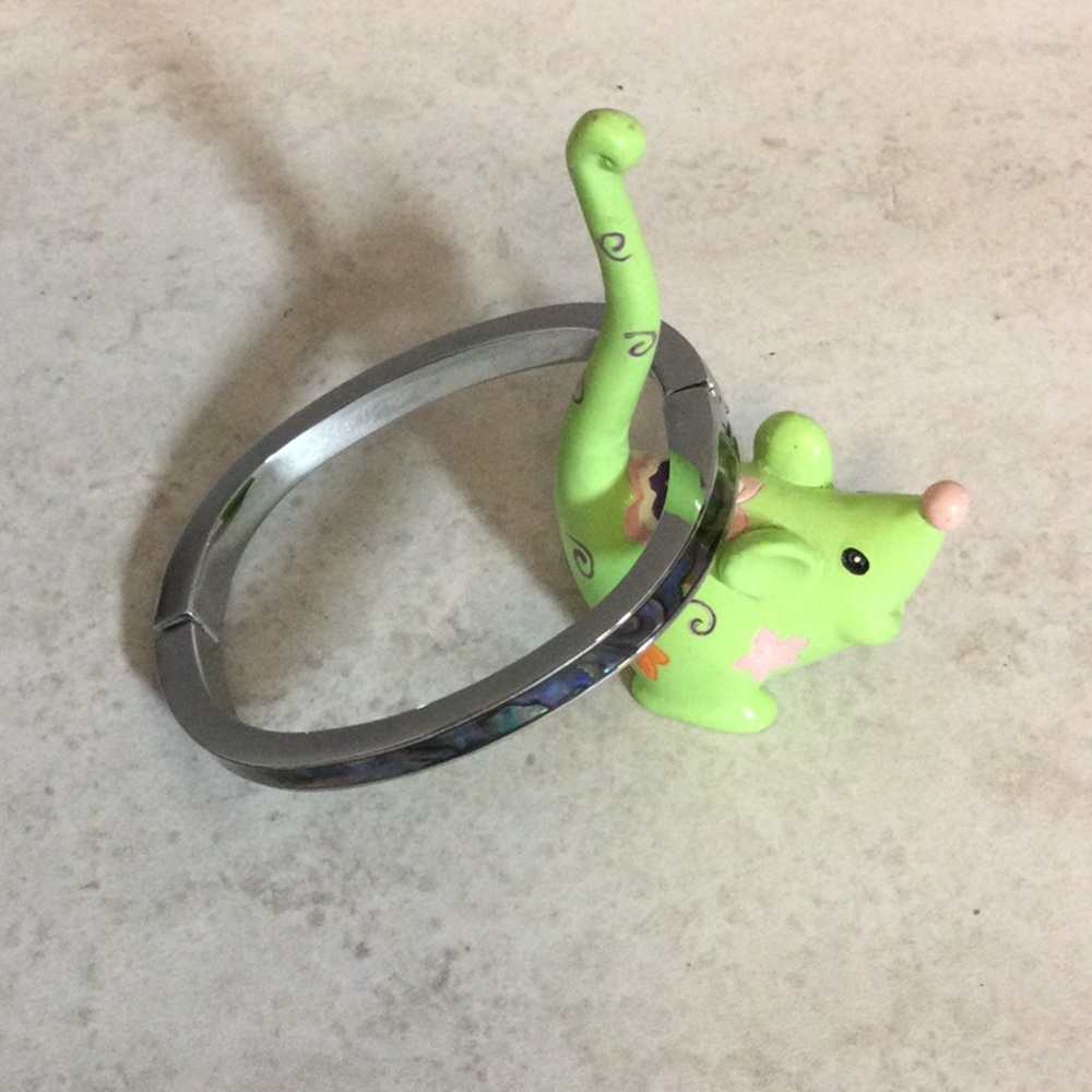 Abalone Silver Bangle Bracelet - image 3